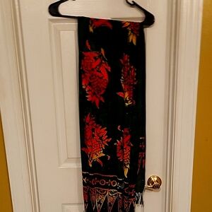 Black and Red Floral Scarf